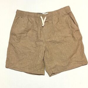 Old Navy Jogger Shorts Womens M Tan Linen Blend Drawstring Casual Coastal Beachy
